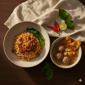 Mie Ayam Bakso ( Chicken Noodles with meatballs)