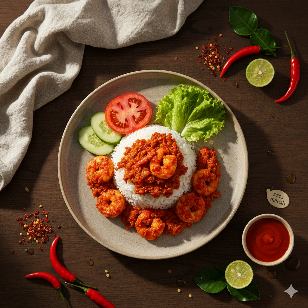 nasi udang balado
